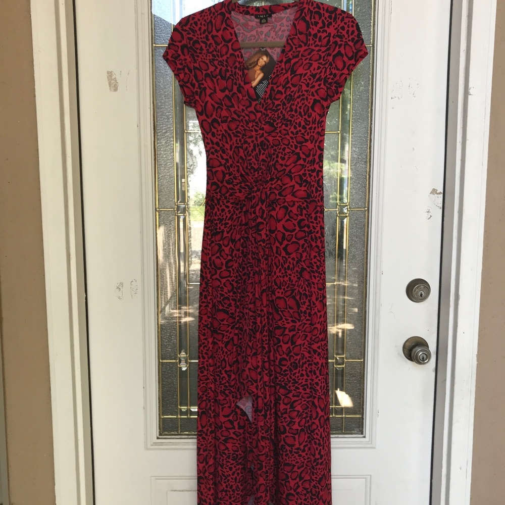 Iman high-low leopard dress
